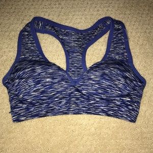 marled blue push up sports bra